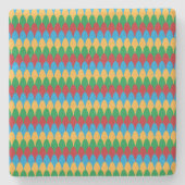 Yellow Blue Green & Red Geometric Scallops Steinuntersetzer (Vorderseite)