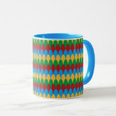 Yellow Blue Green & Red Geometric Scallops Tasse (VorderseiteRechts)