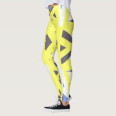 Yellow Blue Grey White Geometric Gym Übung Leggings (Links)