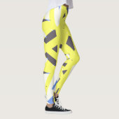 Yellow Blue Grey White Geometric Gym Übung Leggings (Rechts)
