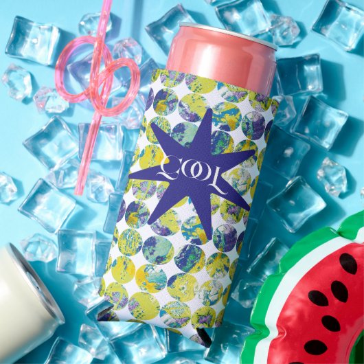 Yellow Blue Grunge Texture Circle Pattern Art. Selters Dosenkühler (In Situ Sommer)