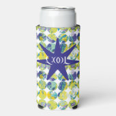 Yellow Blue Grunge Texture Circle Pattern Art. Selters Dosenkühler (Seltzer Vorderseite)