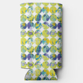 Yellow Blue Grunge Texture Circle Pattern Art. Selters Dosenkühler (Rückseite)