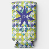 Yellow Blue Grunge Texture Circle Pattern Art. Selters Dosenkühler (Vorderseite)