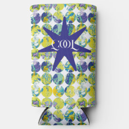 Yellow Blue Grunge Texture Circle Pattern Art. Selters Dosenkühler