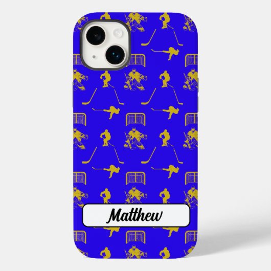 Yellow Blue Hockey Trendless Seamless Pattern Case-Mate iPhone Hülle (Rückseite)