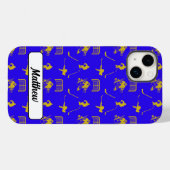 Yellow Blue Hockey Trendless Seamless Pattern Case-Mate iPhone Hülle (Rückseite (Horizontal))