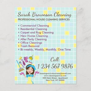 Yellow Blue House Reinigung Janitorial Glove Schür Flyer