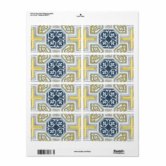 Yellow Blue Imitats Geometrie Tile Art (Vorne)