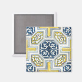 Yellow Blue Imitats Geometrie Tile Art Magnet (Vorderseite/Rückseite)