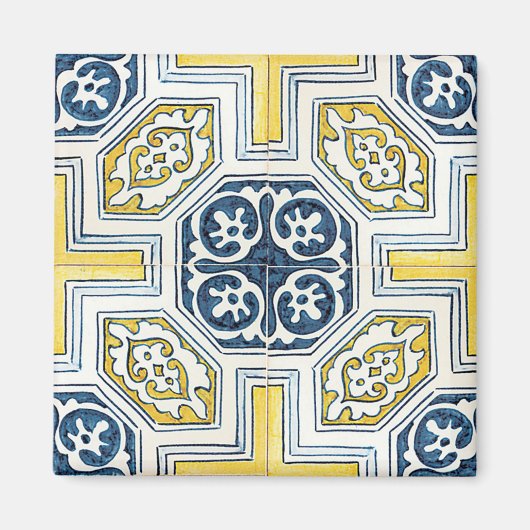 Yellow Blue Imitats Geometrie Tile Art Magnet (Vorne)