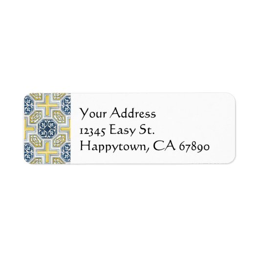 Yellow Blue Imitats Tile Custom Address Template (Vorne)