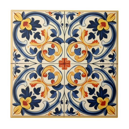 Yellow Blue Italia Tile Fliese (Vorderseite)