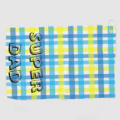 Yellow Blue Kariert Golf Towel Super Vater Golfhandtuch (Horizontal)