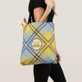 Yellow Blue Kariert Tartan Monogram Script Wedding Tasche (Von Nahem)