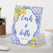 Yellow Blue Lemon Brautparty Karten und Geschenke Sockelschild (In SItu)