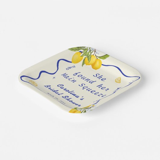 Yellow Blue Lemon Main Squeeze Brautparty Pappteller (Gewinkelt)