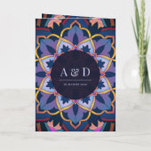 Yellow Blue Lila Ethnic Mandala Indian Wedding Einladung (Rückseite)