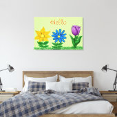 Yellow Blue Lila Floral Garden Leinwand (Insitu (Schlafzimmer))