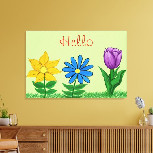 Yellow Blue Lila Floral Garden Leinwand (Insitu (Wohnzimmer))