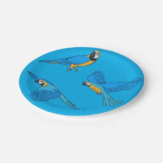 Yellow Blue Macaw Pappteller (Schrägansicht)