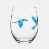 Yellow Blue Macaw Weinglas Ohne Stiel (Rückseite)