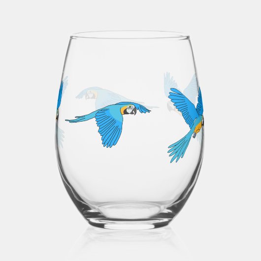 Yellow Blue Macaw Weinglas Ohne Stiel (Rückseite)