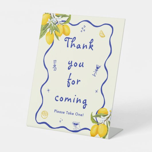 Yellow Blue Main Squeeze Brautparty Gevor Sockelschild (Vorderseite)