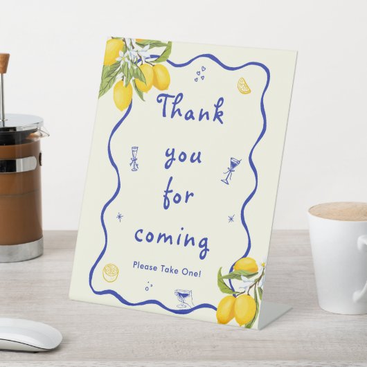 Yellow Blue Main Squeeze Brautparty Gevor Sockelschild (In SItu)