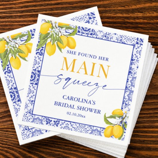 Yellow Blue Main Squeeze Brautparty Lemon Serviette