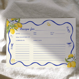 Yellow Blue Main Squeeze Brautparty Rezept Card Einladung