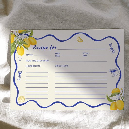 Yellow Blue Main Squeeze Brautparty Rezept Card Einladung