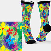 Yellow Blue Modern Floral Socken