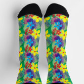 Yellow Blue Modern Floral Socken (Oben)