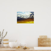 Yellow Blue Moody Sunset mit Wolken Poster (Küche)