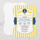 Yellow Blue Nautical Baby Dusche Einladung (Vorne/Hinten)