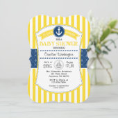 Yellow Blue Nautical Baby Dusche Einladung (Stehend Vorderseite)