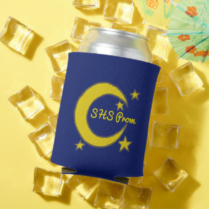 Yellow Blue Night Sky Crescent Moden Stars Prom Dosenkühler