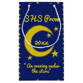 Yellow Blue Night Sky Crescent Moden Stars Prom Kleine Geschenktüte (Rückseite)