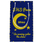 Yellow Blue Night Sky Crescent Moden Stars Prom Kleine Geschenktüte (Vorderseite)