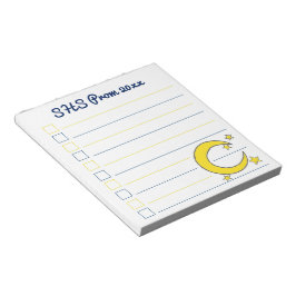 Yellow Blue Night Sky Crescent Moden Stars Prom Notizblock