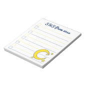 Yellow Blue Night Sky Crescent Moden Stars Prom Notizblock (Rotiert)