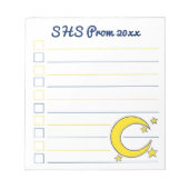 Yellow Blue Night Sky Crescent Moden Stars Prom Notizblock (Vorderseite)