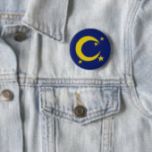 Yellow Blue Night Sky Crescent Moon Stars Abend Button (Beispiel)