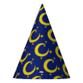 Yellow Blue Night Sky Crescent Moon Stars Abend Partyhütchen (Links)