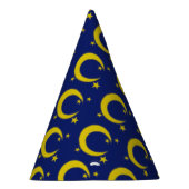 Yellow Blue Night Sky Crescent Moon Stars Abend Partyhütchen (Rechts)