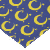 Yellow Blue Night Sky Crescent Moon Stars Abend Tischdecke (Schrägansicht)