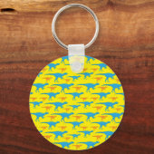 Yellow Blue Orange Dinosaur Designs Pattern Gifts Schlüsselanhänger (Vorderseite)