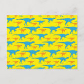 Yellow Blue Orange Dinosaurier Designs Muster Gesc Postkarte (Vorderseite)