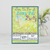 Yellow & Blue Palomino Birthday II (P&G-Blume) Einladung (Stehend Vorderseite)